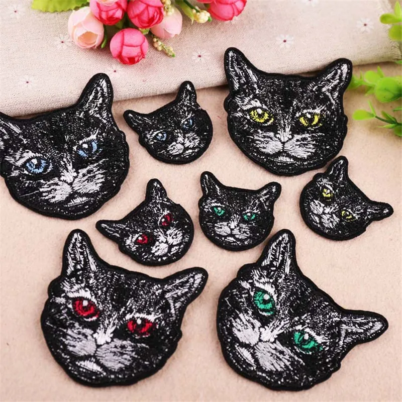 

1Pcs Cat head Embroidery Patch Heat Transfers Iron On Sew On Patches for Clothing DIY Clothes Stickers Decorative Applique 47326