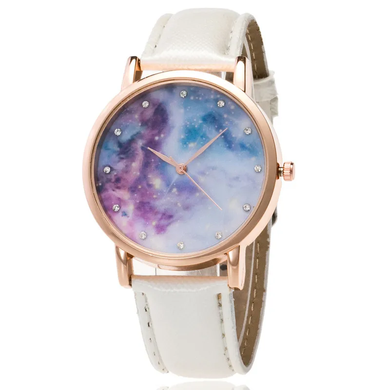 Vogue Women Watch Fashion Woman Time Pattern Leather Band Analog Quartz