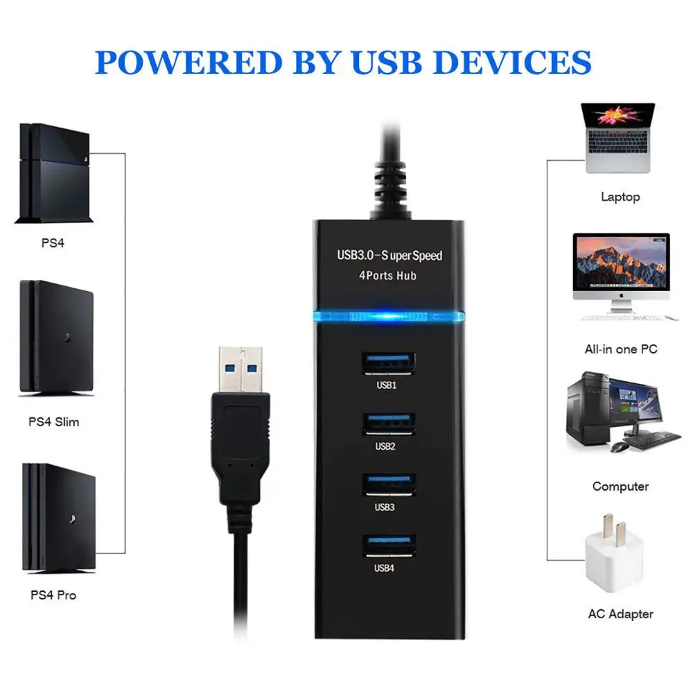 Asunflower концентратор USB 3,0 Мульти USB порт для MacBook Pro USB 3,0 концентратор для ПК USB3.0 концентратор 4 порта несколько настольная ступица разветвитель для ноутбука Hab