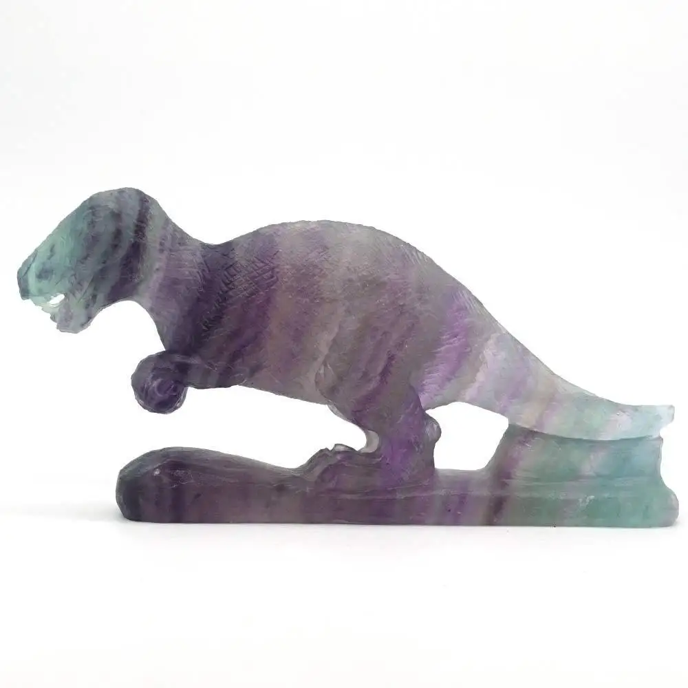 

Dinosaur Figurine Natural Gemstone Fluorite Crystal Healing Stone Carved Decor 5.7