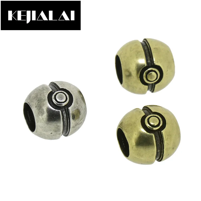 

KEIJIALAI Original Jewelry Findings Accessories Ball Round Charm Connector Spacer Beads for Bracelet Making Copper Gold Color