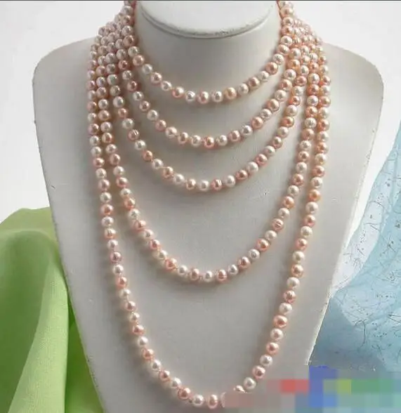 

FREE SHIPPING>>>@ Very Fine nanJ2293 WHITE PINK ROUND FW CULTURED PEARL NECLACE