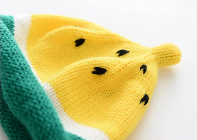 Cute Watemelon Baby Hat Red Yellow Fall Fashion Beanie Hat For Boys Girls Cotton Comfortable Toddler Hat Photography Props 1-3Y (13)