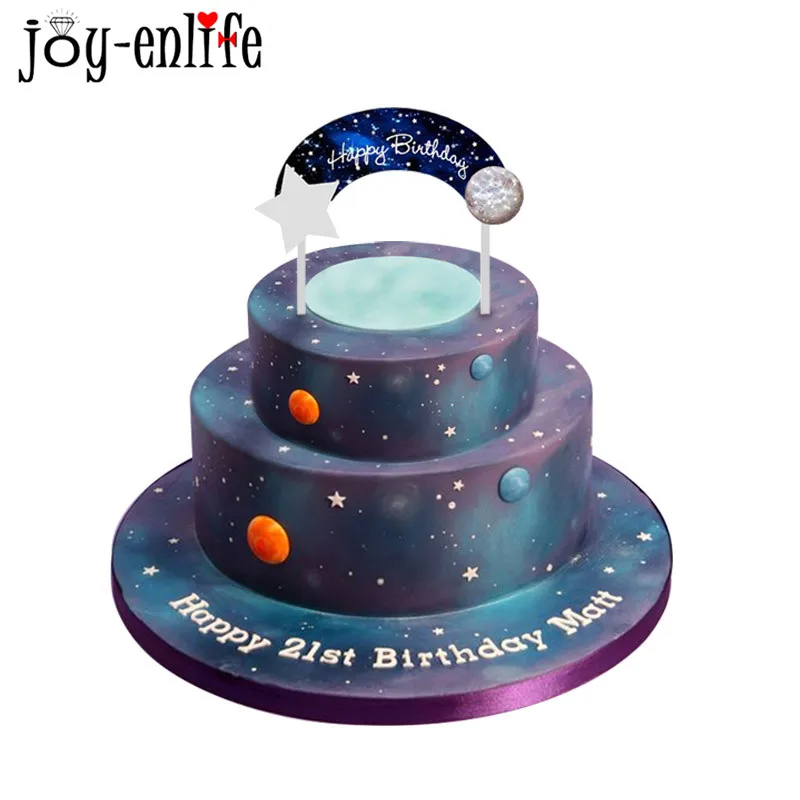 Космическая вечеринка День рождения кекс топперы космическая планета тематическая бумага обертки для пирожных Дети День рождения украшение для детского душа