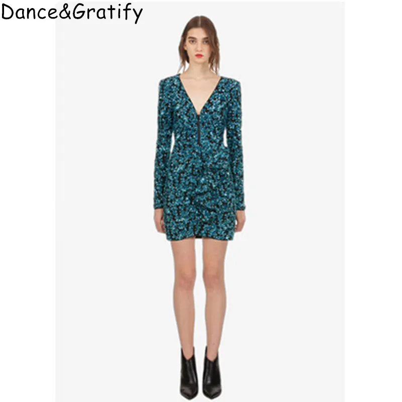 Sexy Ruches Dress Portrait Robes Moulante Robe 2019 Party Haute Luxe Paillettes De Femmes Club Auto Qualité Piste Marque À Bleu wTvO0O
