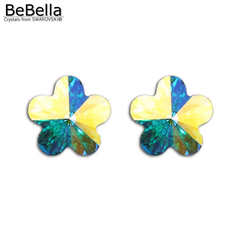 Женские серьги гвоздики с кристаллами Сваровски цветком сливы|flower stud earrings|stud