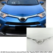 For Toyota RAV4 2016 2017 2018 ABS Chrome Car Racing Grills Front Grill Grille Cover Protective Trim Auto engine Stick 1pcs