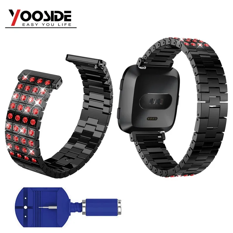 Crystal Aluminum Alloy Watch Band for Fitbit Versa Smart Watch