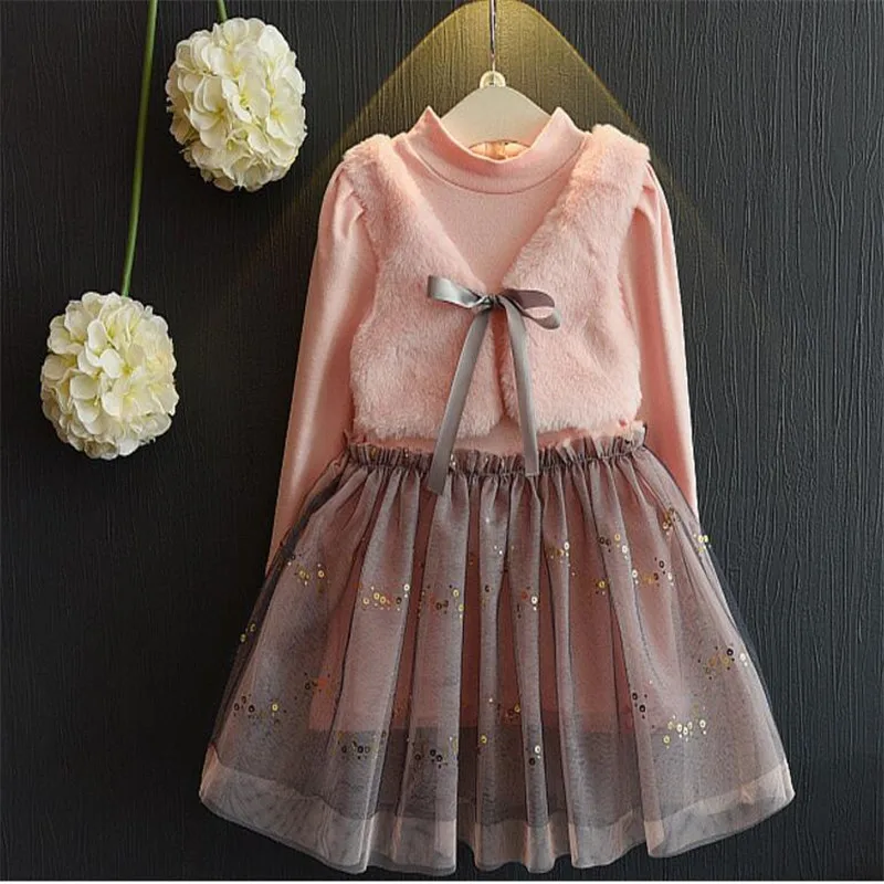 

Girls Dress 2017 Spring Casual Sweet Style Baby Girl Clothes Long Sleeve Princess Dress For Kids Clothes