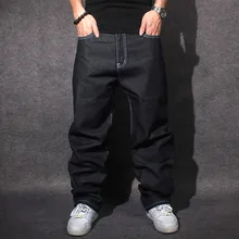 2015 Jeans Men Baggy Black Casual Rap Jeans Loose Pants Hip-Hop Loose Style Hip Hop Jeans For Boy Big Size 30-42 CHOLYL