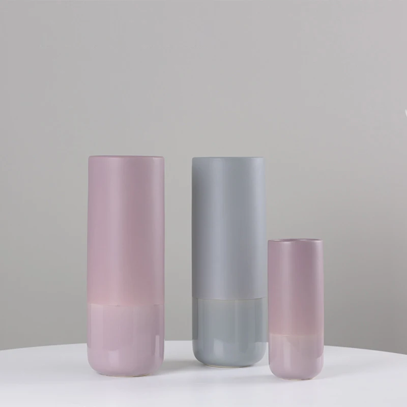 Simple Color Ceramic Vases Matte Purple Bright Purple Vase