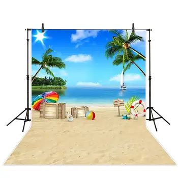 

Sun Sky Clouds Sailboat Palm Tree Ocean Beach Hawaii Travel Backgrounds Vinyl High quality Computer print party backdrop