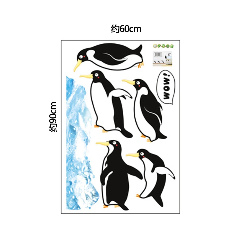 DIY Penguin Fridge Kitchen Vinyl Wall Stickers Decals Wallpaper For Refrigerator Kitchen Bathroom Kids Bedroom Decoration