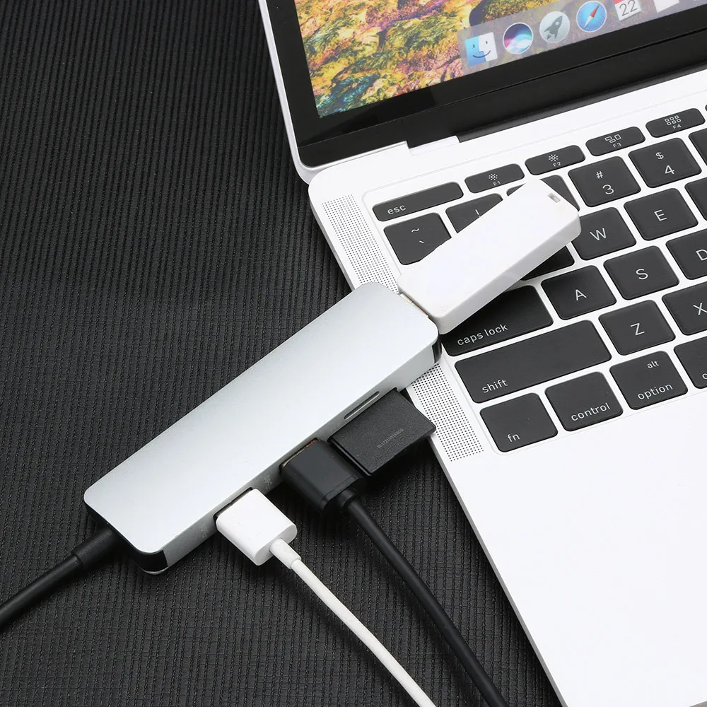 Тип C USB 3,0 до 4K USB 3,0 SD TF кардридер 5в1 концентратор адаптер для Macbook type-C USB 3,0 до 4K HDMI USB 3,0 SD TF кардридер