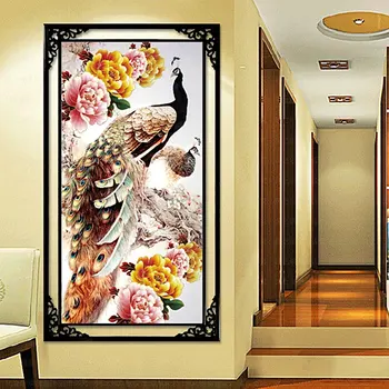 

Best 5D Round Diamond Painting Cross Stitch Diamond Embroidery Paste For Peacocks 100X50Cm