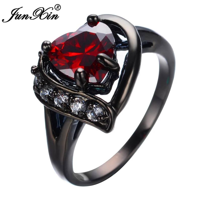 Prix pour JUNXIN Romantique Grand Coeur Anneau En Cristal Noir Or Rempli Zircon Cubique Rouge Pierre Anneau De Mariage de Fiançailles Bijoux Bague RB0447 Prix pour JUNXIN Romantique Grand Coeur Anneau En Cristal Noir Or Rempli Zircon Cubique Rouge Pierre Anneau De Mariage de Fiançailles Bijoux Bague RB0447