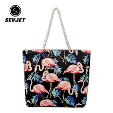 Фламинго Женская Холщовая Сумка большие пляжные Наплечные сумки повседневная женская сумка-шоппер большая сумка для покупок женская сумка через плечо Bolsas CJ875