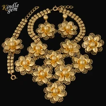 Big Pendant Choker Necklac Earrings Bracelet Ring For Women Costume Design Gold Color Jewelry Set Bridal Wedding Party