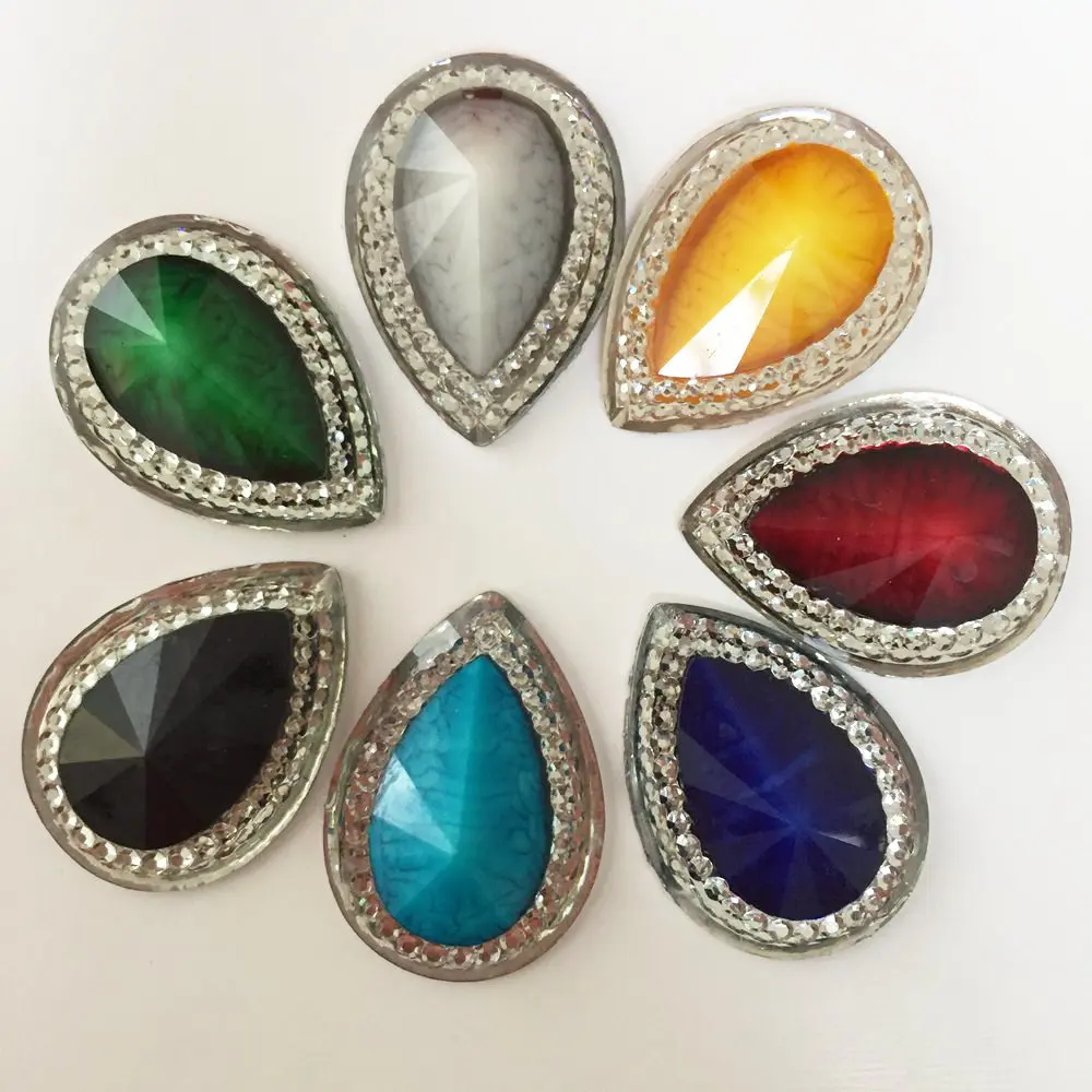 

50PCS mix resin 18mm*25mm Teardrop Crack Flatback rhinestone Children scrapbook DIY ornaments wedding buttons crafts PF382*5