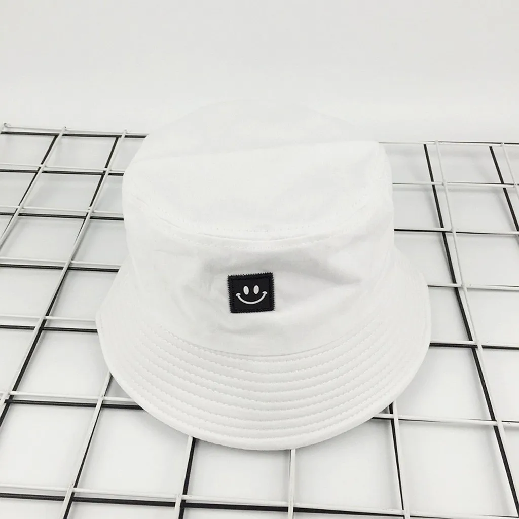 Панама шляпа унисекс для взрослых женщин и мужчин со смайликом Рыбацкая шляпа Солнцезащитная уличная Кепка viseras de mujer chapeau - Цвет: Белый