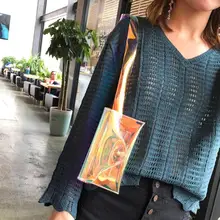 Женская сумка через плечо, сумка через плечо, ПВХ, лазерная прозрачная сумка на пояс, клатч, сумочка, пляжная сумка