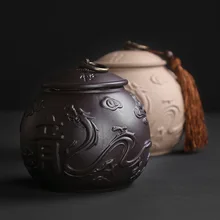 Longma Spirit Raw Mine фиолетовый; песок чайный заварник Pu'er герметичный может пробудить емкость для хранения чая Dazhong ручной работы черный чайный бак