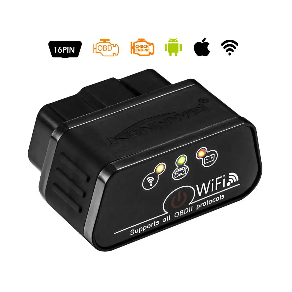 Konnwei KW903 EML327 Wifi V1.5 Авто OBD2 диагностический инструмент ODB 2 Автосканер ELM 327 Wi-Fi OBD2 код ридер для Android/IOS Wi-Fi - Цвет: black