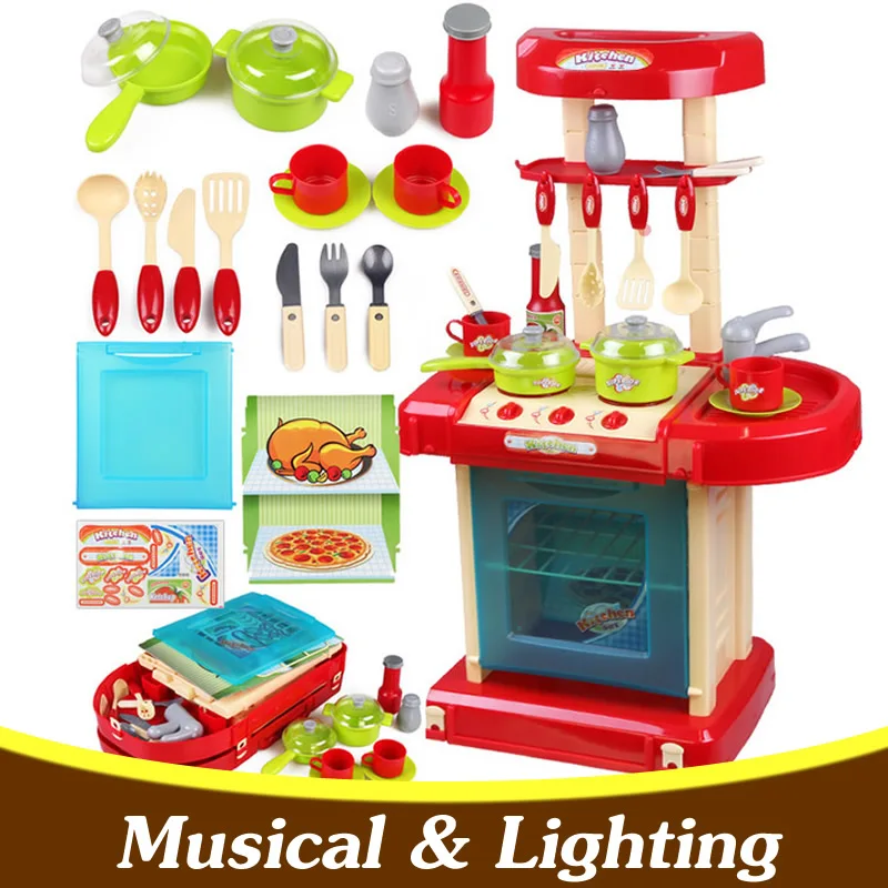 

Large Children Cooking Toys for Girl Kitchen Toys Kitchen Set Toys Kitchenware Musical Ligthing Kitchen Pretend Play Toys Y23