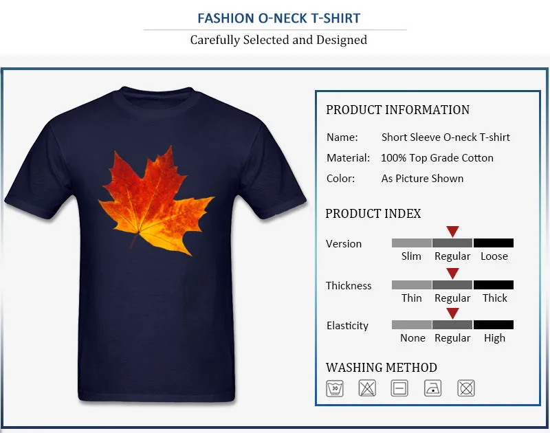 Colorful maple leaf Short Sleeve Tops Tees Crewneck Cotton Fabric Men's T-Shirt Customized Clothing Shirt Family Colorful maple leaf