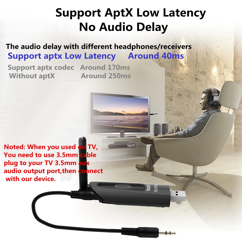 AptX низкая задержка/LL Bluetooth 5,0 передатчик аудио USB адаптер 3,5 мм AUX Jack беспроводной ключ Apt-X передатчик для ТВ ПК PS4