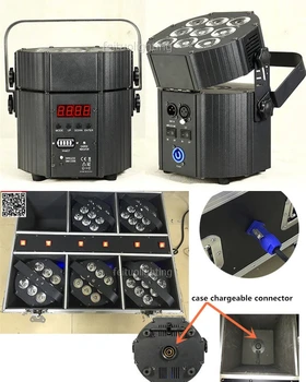 

12pcs/lot Wireless Control LED Par Lighting 9x10w RGBWA UV 6IN1 Stage UpLight Battery Par with New Design Charge Flightcase