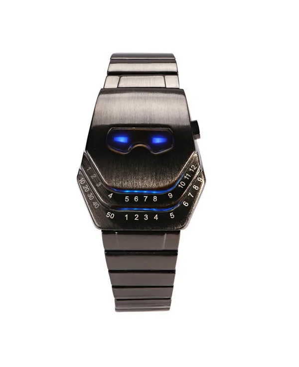 

2016 Waterproof LED Electronic Men Women Stainless Steel Wristwatches Blue Binary led Displayer Luminous Sports Watches 1pcs