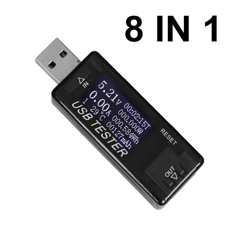 

8 in1 QC2.0 3.0 USB tester Digital voltmeter current voltage Capacity meter energy power bank charger indicator detector 40%off