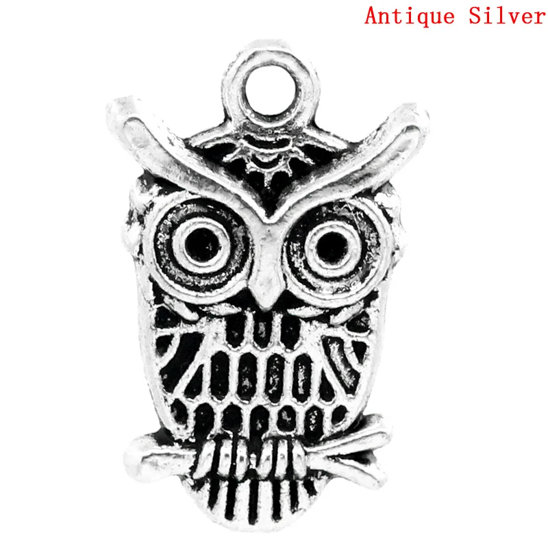 

DoreenBeads Zinc metal alloy Charm Pendants Owl Antique Silver(Can Hold ss4 Rhinestone)Inlaid faceteds 23mm x 15mm ,5 PCs