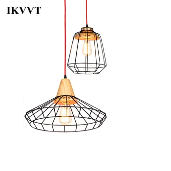 

IKVVT Iron Cage Hanging Pendant Lights E27 Modern Hanging Lamp For Restaurant Bedroom Living Room Light Fixtures Indoor Lighting