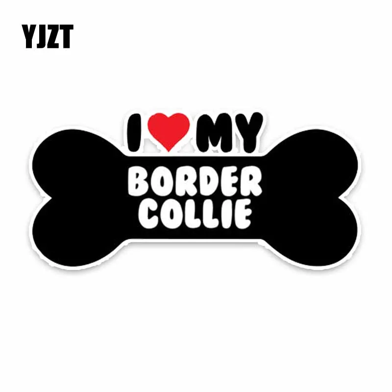 

YJZT 15*7.1CM I Heart My Border Collie Dog Bone PVC Car Bumper Car Sticker Decals C1-4160