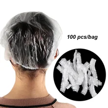 100 unids/bolsa gorras de ducha desechables baño belleza Uso de plástico transparente herramientas de modelado impermeable sombreros accesorios de viaje para el cabello