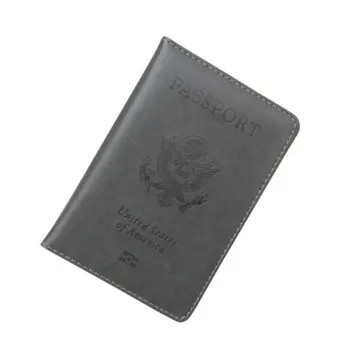 

Travel Pu Leather US Passport Cover Women Men Fashion Credit Card Holder Case Driver License Ticket Wallet Document Organizer