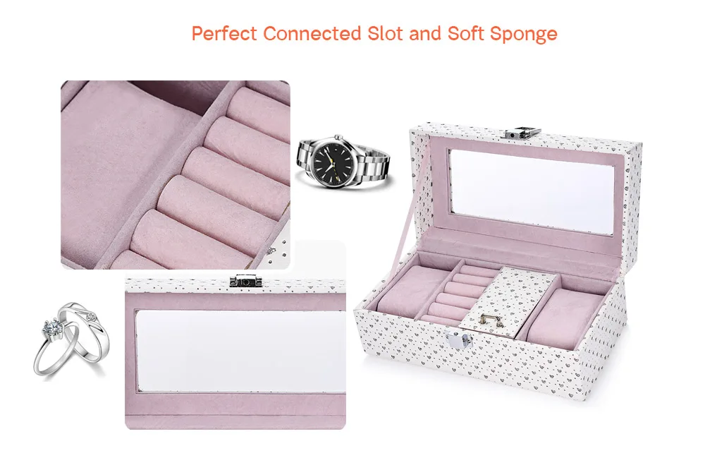 Watch Box Jewel Windowed Organizer Storage Bracelets Rings Earrings Holder  (4)