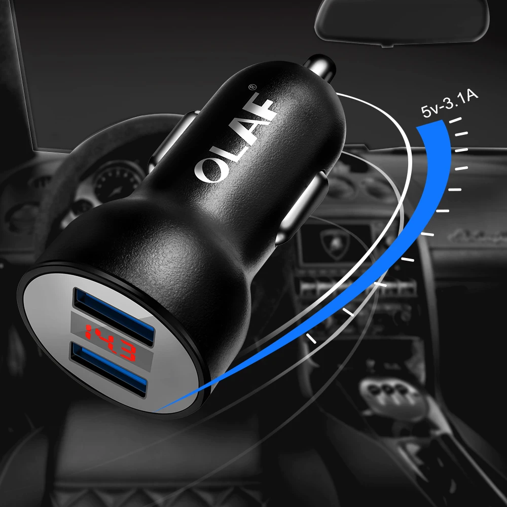 OLAF 5 V 3A USB Автомобильное зарядное устройство светодиодный экран Смарт
