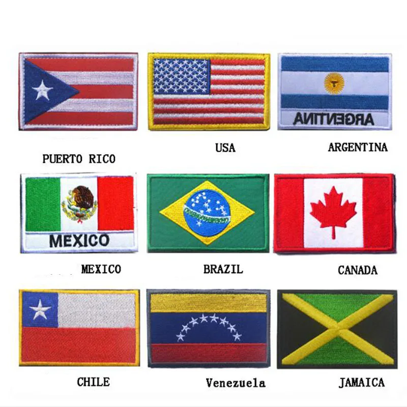

National Flag Embroidery Patch American Flag Puerto Rico Jamaica Venezuelan Flag Badge Bandage Patch Clothing Backpack 8 * 5 Cm