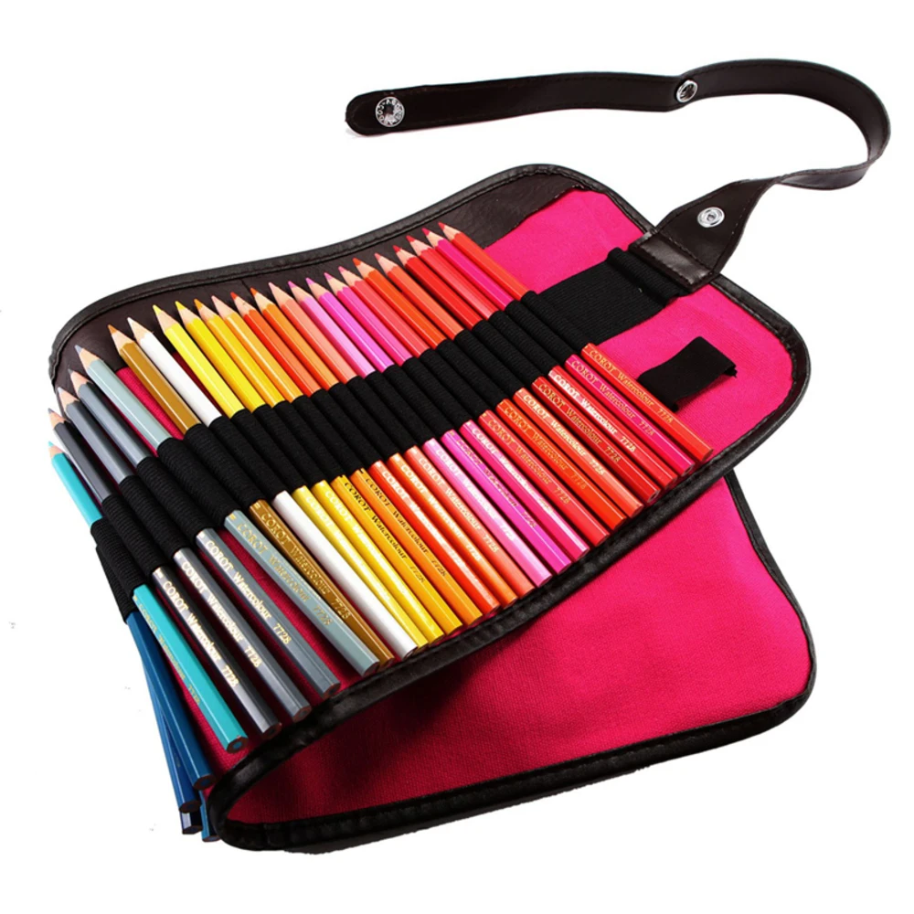 

5 Colors Art Professional Canvas Roll Pencil Bag Case For Storage Pouch 48 Pcs Painting Sketch Stationery School Gifts Supplies