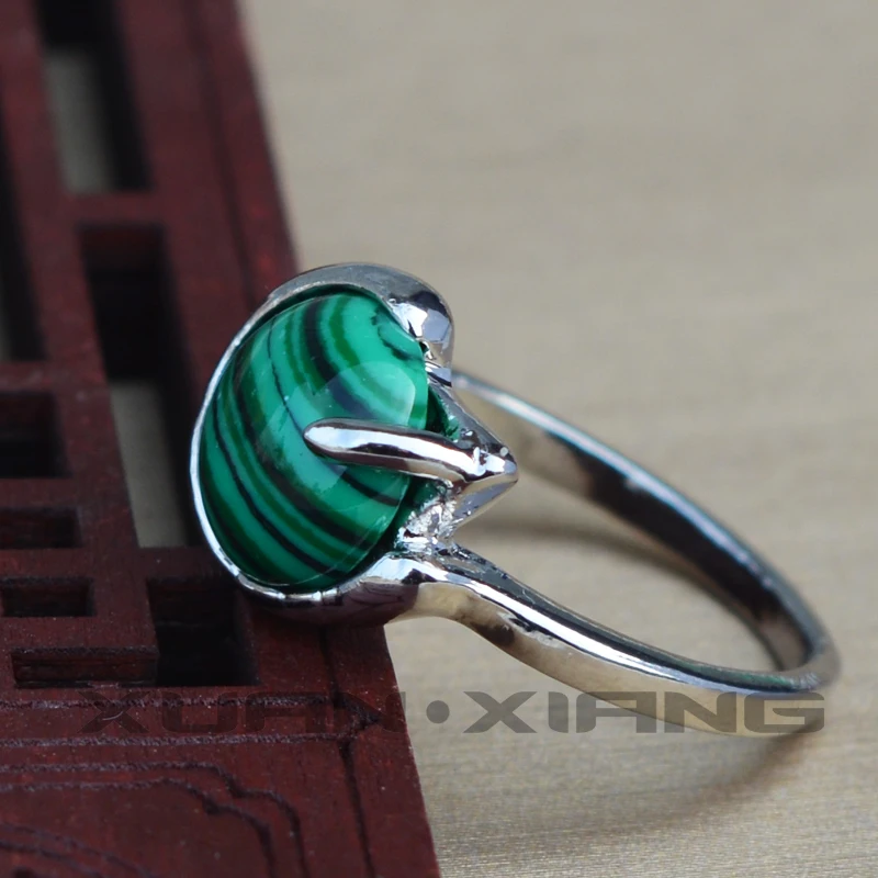 Дропшиппинг, женские кольца, зеленый малахитовый камень, кольца с серебряной пластиной,, красивые женские модные ювелирные изделия