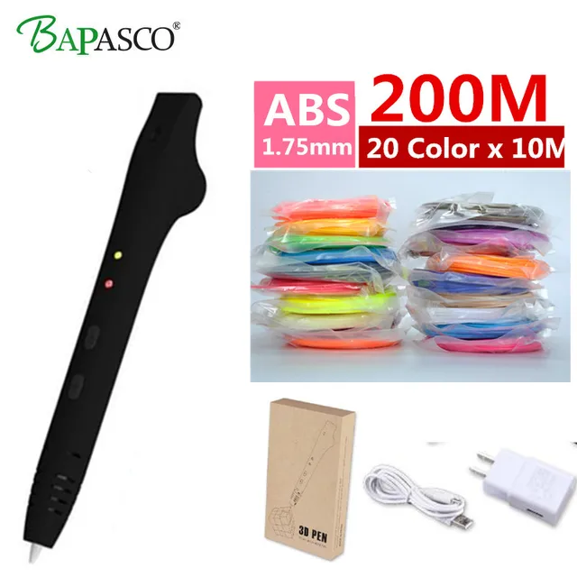 Special Price Newest BAPASCO 3D Printing Pen+200 Meter ABS Filaments USB Charge 3D Drawing Pen For Kids Best Gifts EU US AU US Printing Pen 3D