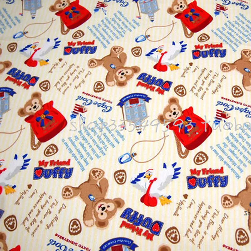 

140cm Wide Lovely Twill Plain Fabric Cotton Fabric Minnie Duffy Bear Printed Fabric Patchwork Sewing Material Diy Baby Clothing