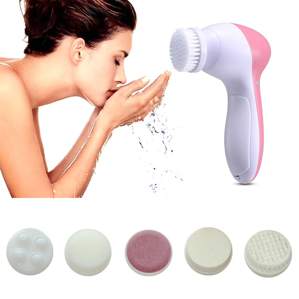 

5 in 1 Electric Facial Cleanser Deep Clean Spa Waterproof Washing Machine Soft Brush Spin Face Lift Massage Skin Care Tool