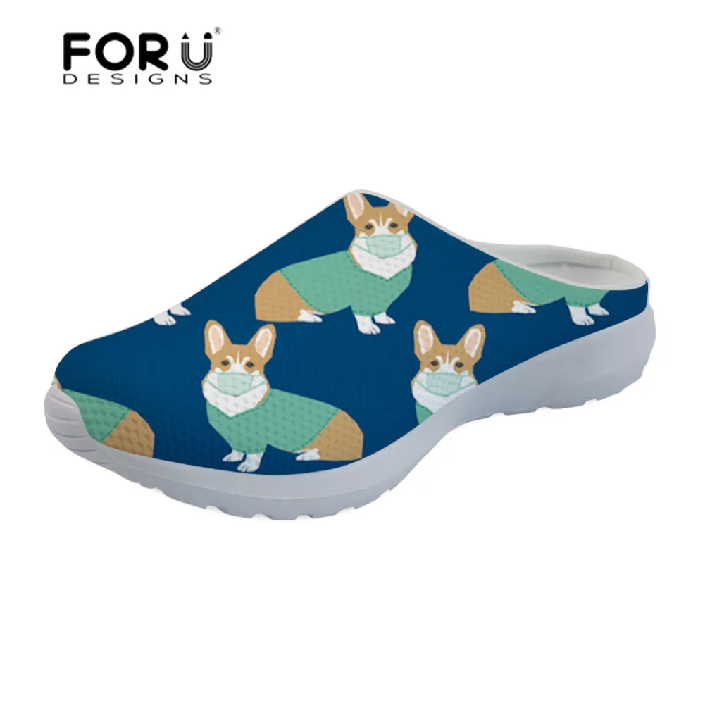 

FORUDESIGNS Women Shoes Cartoon Corgi Printing Ladies Summer Sandals Casual Cute Woman Flip Flop Flats Zapatos Mujer Femme 2019