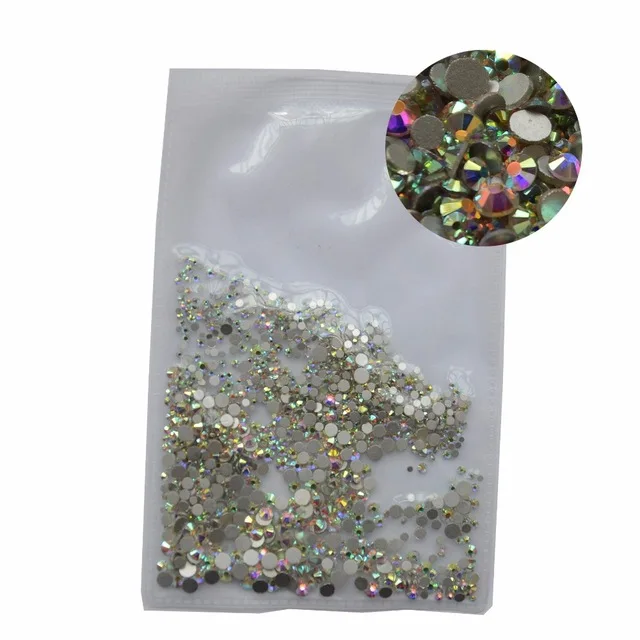 

800pcs/Pack Mix Sizes Crystal Clear AB Non Hotfix Flatback Rhinestones Nail Art Rhinestones For 3D Nail Art Decoration glitter
