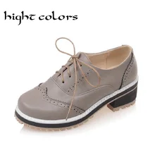 Big Size 10.5 Ladies Casual Comfortable Synthetic Lace Up Low Heel School Office Shoes Oxfords For Women Flat Zapatos Mujer