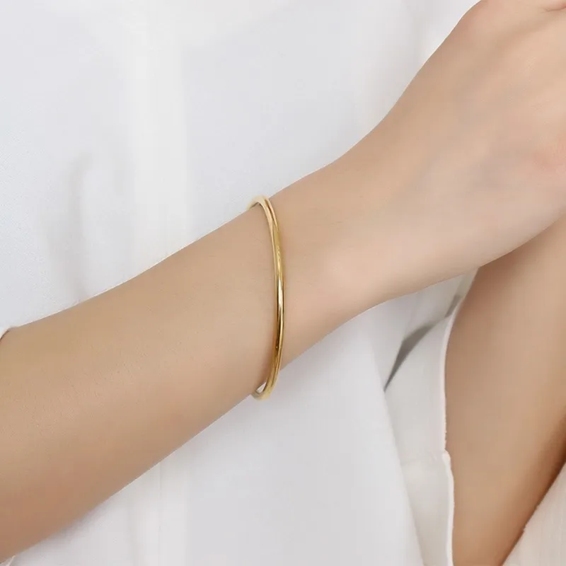 Classic Elegant Thin Stainless Steel Bangle for Girls Kids Women Cuff Bracelets Temperament Chic Simple Ornaments